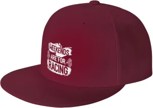Car Race Bike Racing Racer Flat Brim Baseball Cap,Classic Snapback Hat Adjustable Trucker Hat for Men & Women,Black