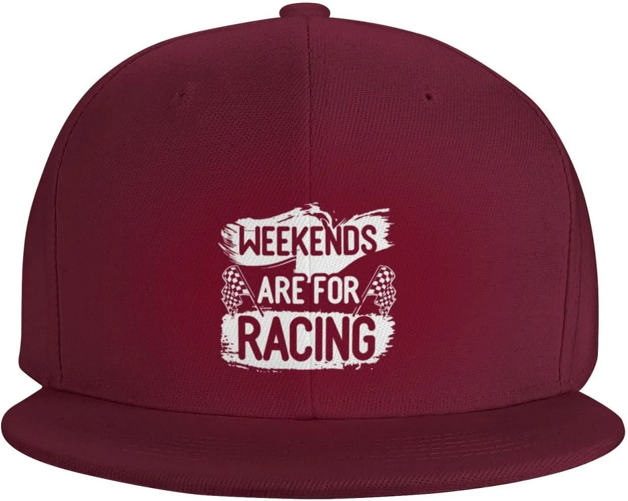 Car Race Bike Racing Racer Flat Brim Baseball Cap,Classic Snapback Hat Adjustable Trucker Hat for Men & Women,Black