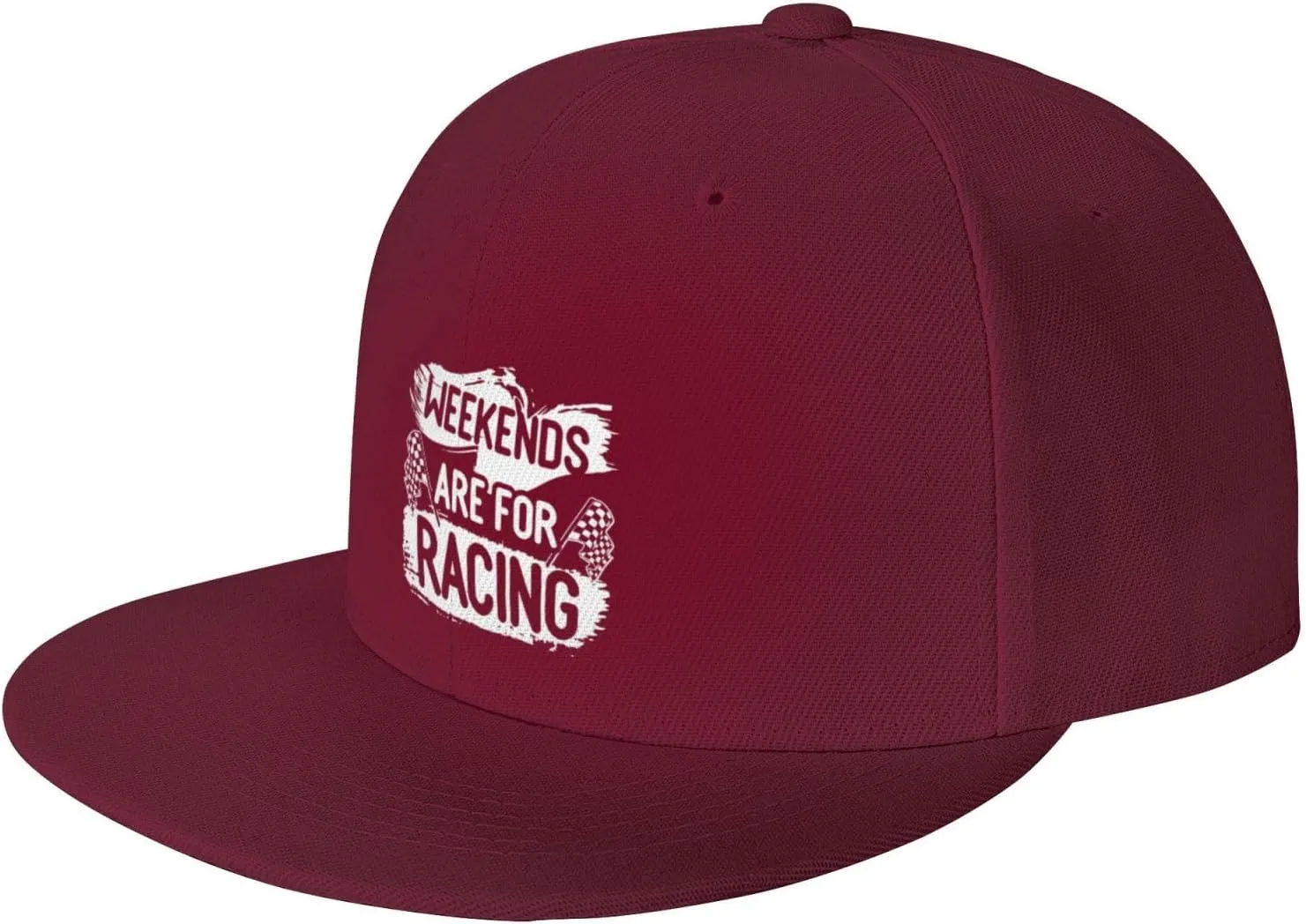 Car Race Bike Racing Racer Flat Brim Baseball Cap,Classic Snapback Hat Adjustable Trucker Hat for Men & Women,Black
