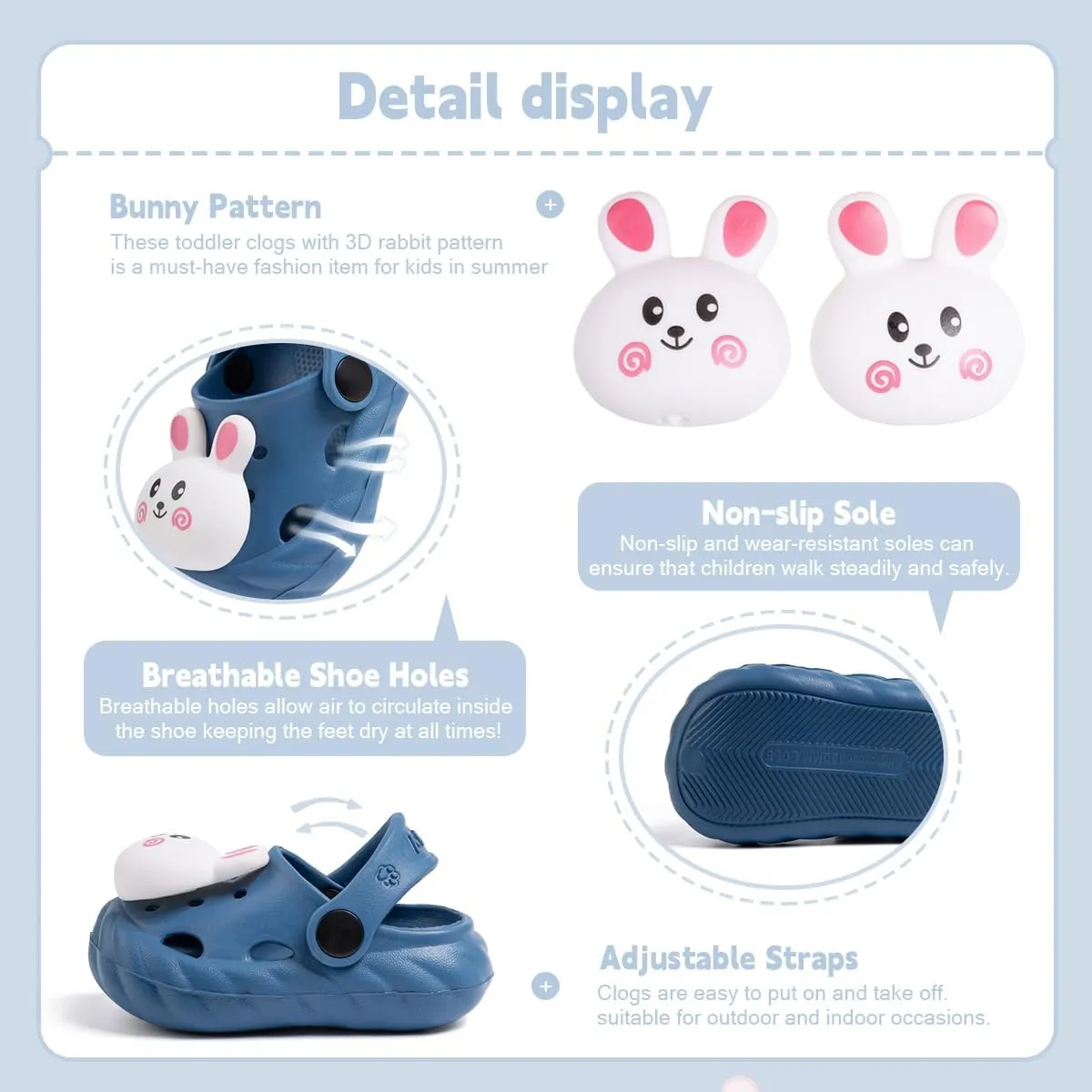 Casazoe Toddler Boys Girls Garden Clogs Little Kids Slip On Water Sandals Cute Cartoon Animals Patterns EVA Clogs Slipper Slides Lightweight Outdoor Summer Children Beach Pool Play Shoes
