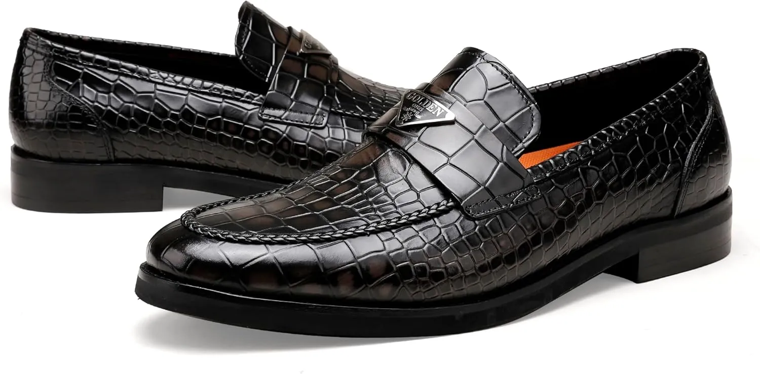 Casual Dress Shoes for Men, Premium Formal Buckle Dress Loafers Business Slip-on Penny Loafer for Mens