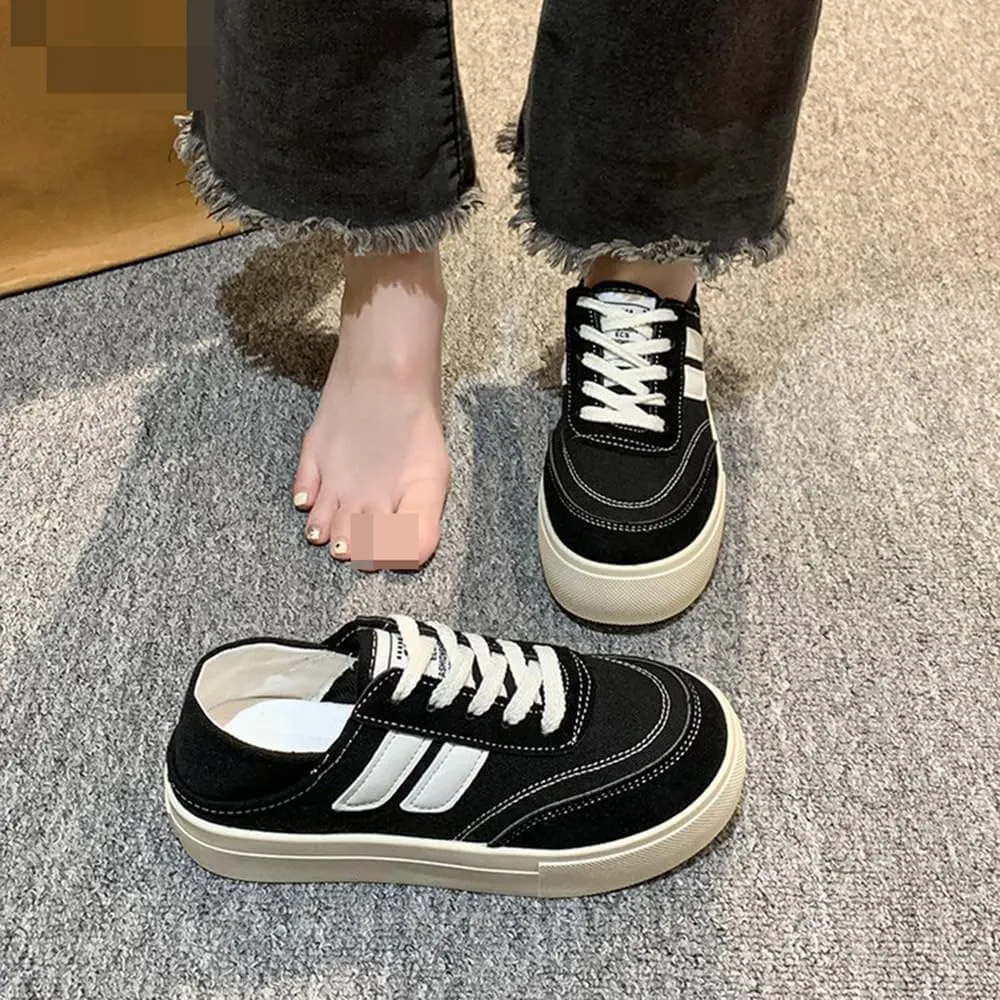 Casual Lace Up Non-Slip Tennis Running Shoes Comfortable Sneakers for Women Soft Color Combination Flat Shoes