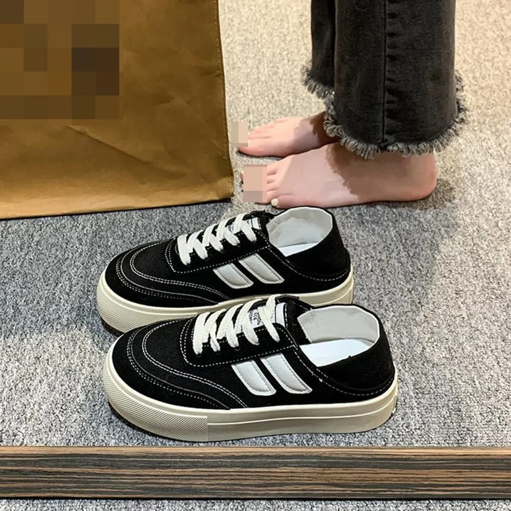 Casual Lace Up Non-Slip Tennis Running Shoes Comfortable Sneakers for Women Soft Color Combination Flat Shoes