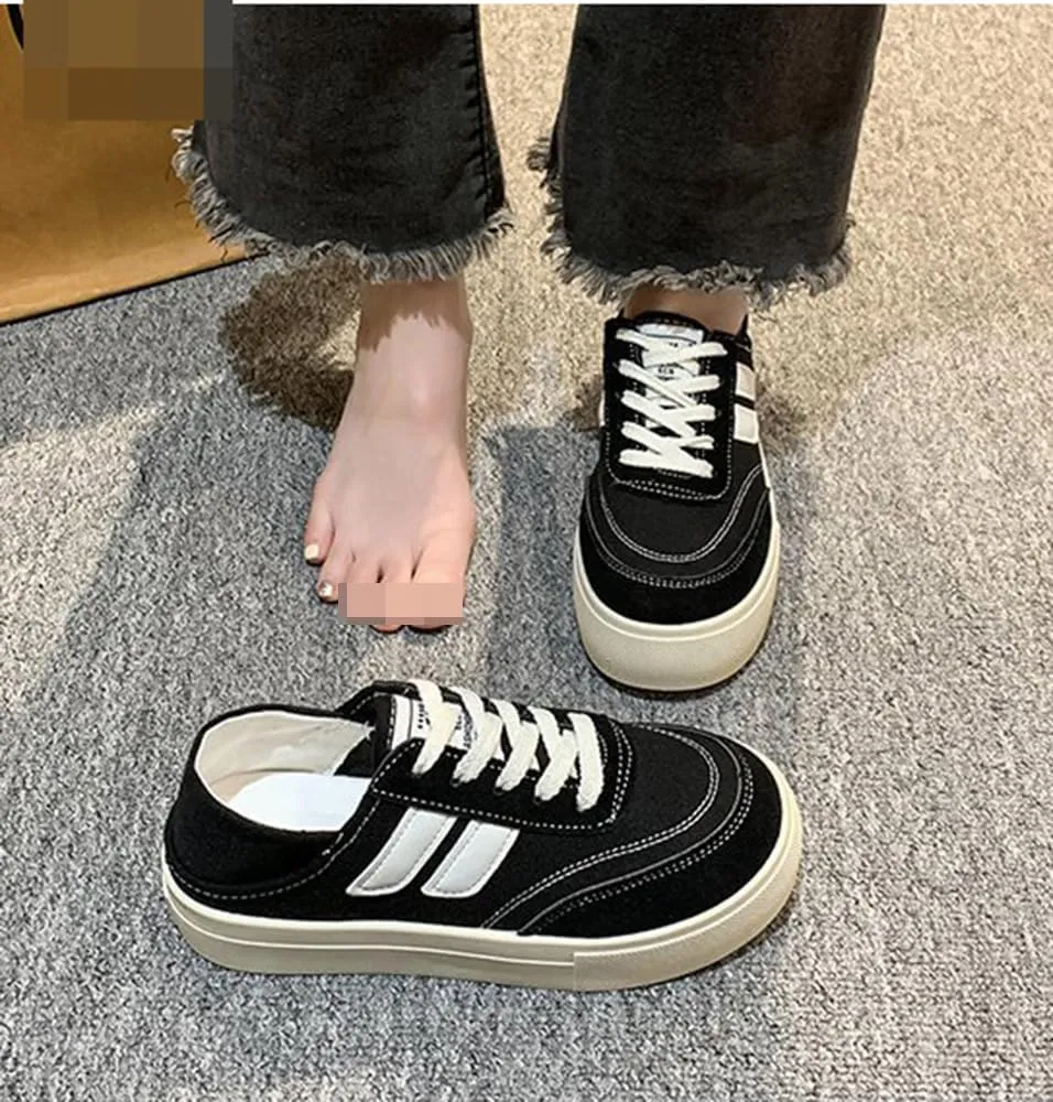 Casual Lace Up Non-Slip Tennis Running Shoes Comfortable Sneakers for Women Soft Color Combination Flat Shoes