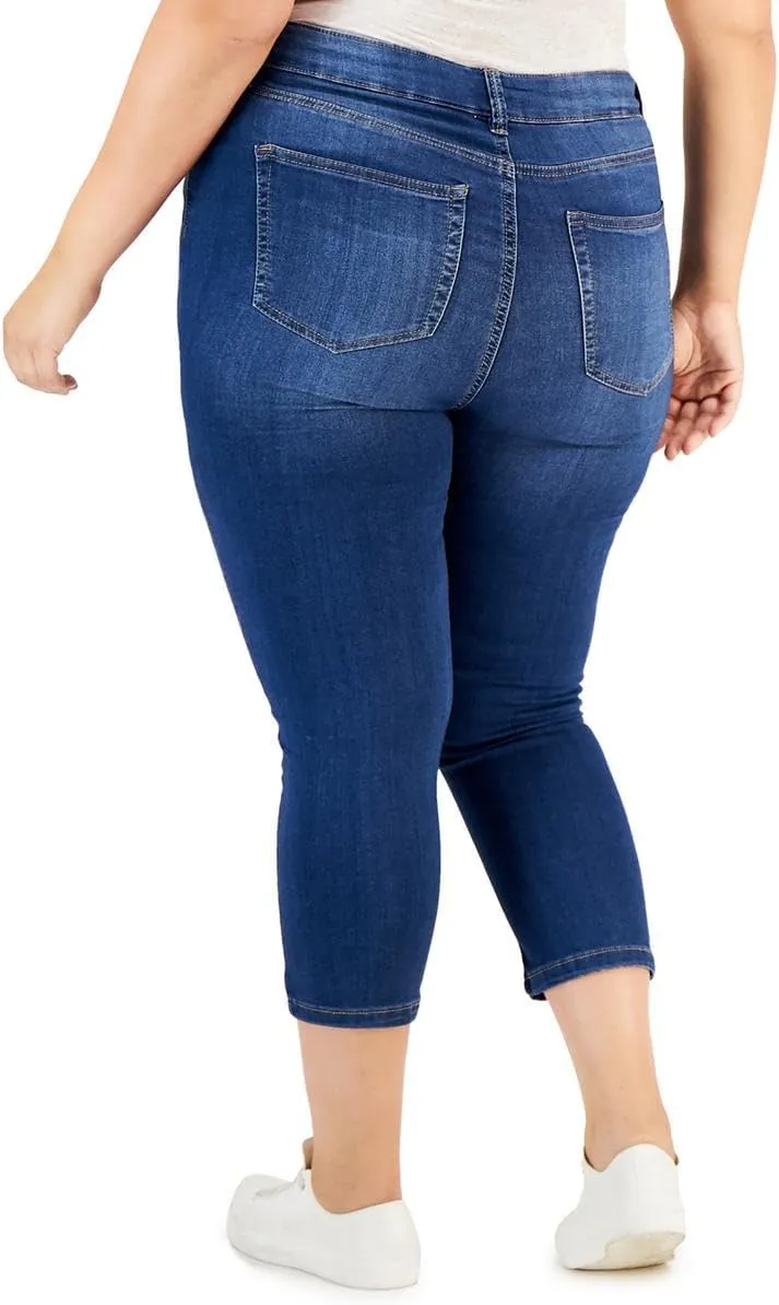 Celebrity Pink Womens Plus Mid-Rise Cropped Skinny Jeans