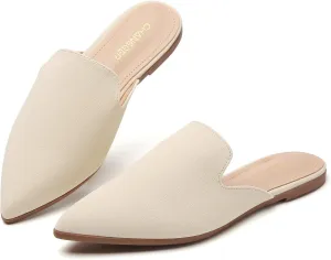 CHANGGER Working Mules for Women Flats Closed Pointed Toe Backless Slip on Slides Business Casual Shoes
