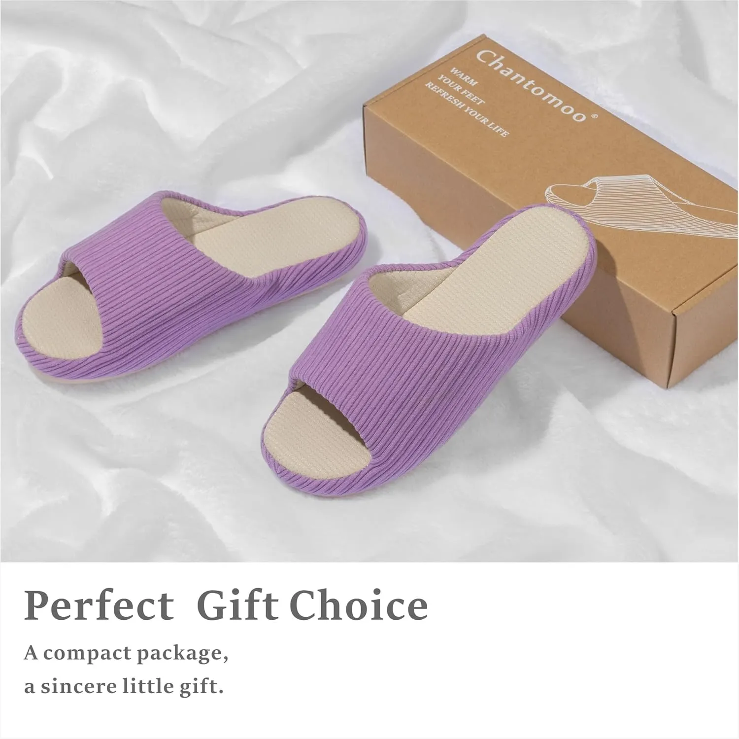 Chantomoo Womens Slipper Memory Foam Slippers Comfy House Slippers Rubber Sole Bedroom Cozy Indoor Outdoor Home Slipper Slides