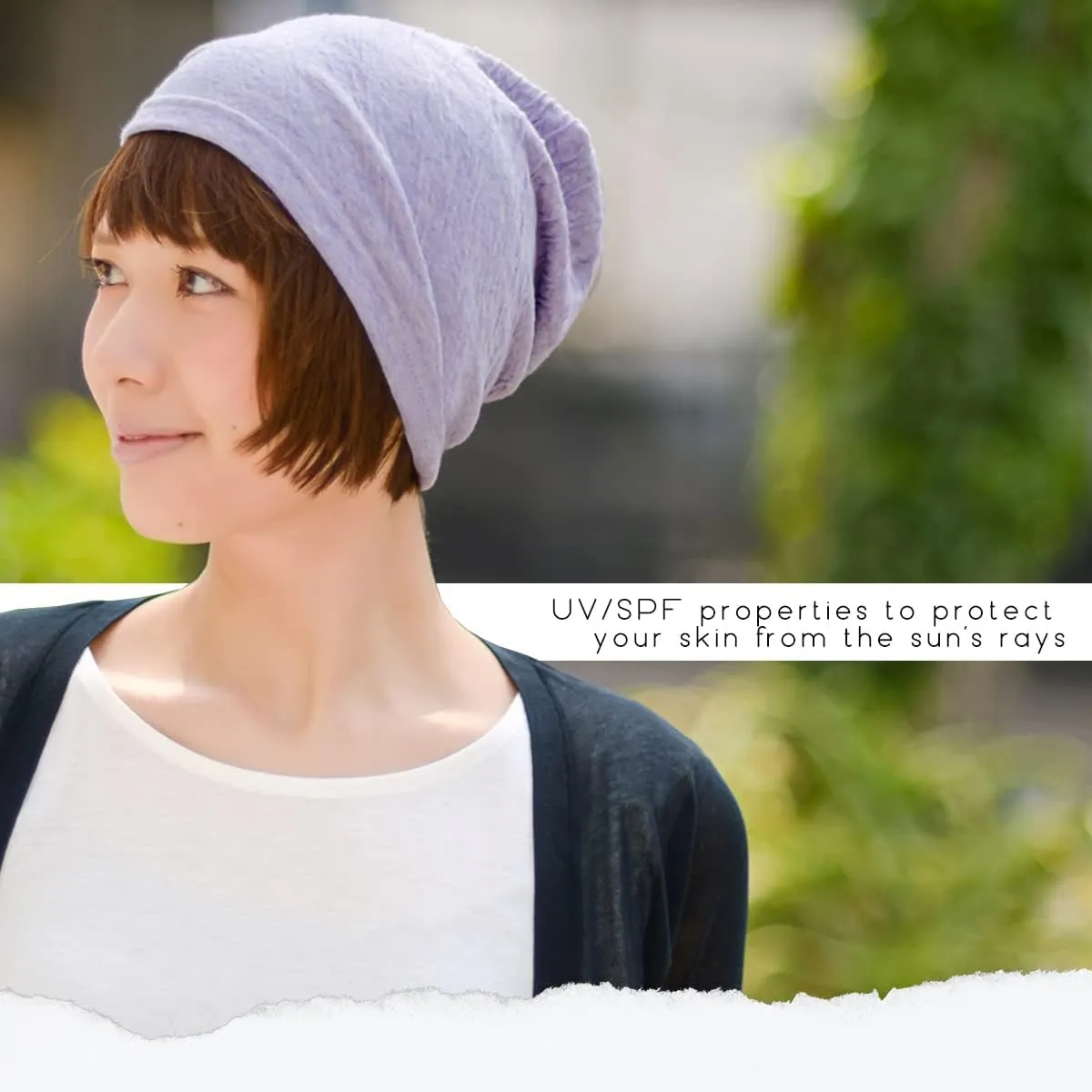 CHARM Womens Organic Cotton Beanie Hat - Mens Slouchy Beanie Made in Japan Chemo Hat