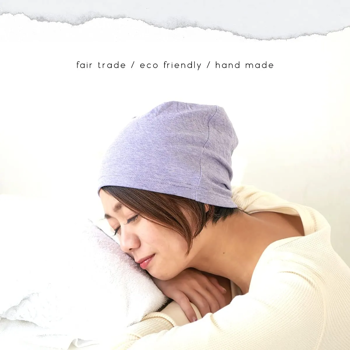 CHARM Womens Organic Cotton Beanie Hat - Mens Slouchy Beanie Made in Japan Chemo Hat