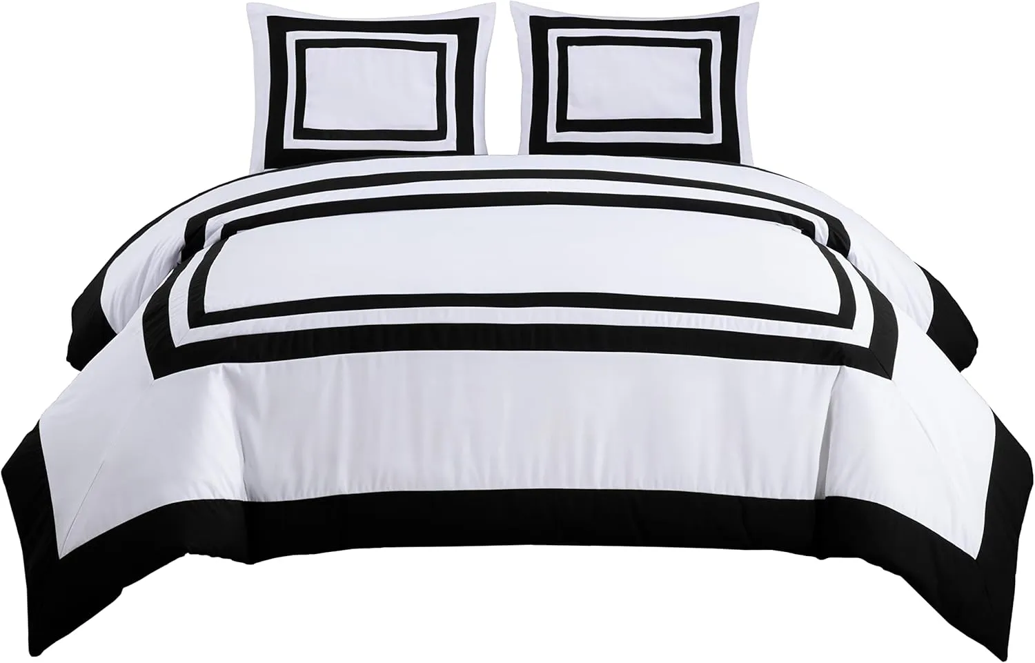 Chezmoi Collection Wyatt 7-Piece Queen Bed in a Bag Comforter Set - Hotel Style Bedding with Sheet Set - White/Black Square Pattern