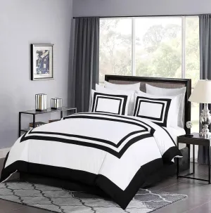 Chezmoi Collection Wyatt 7-Piece Queen Bed in a Bag Comforter Set - Hotel Style Bedding with Sheet Set - White/Black Square Pattern
