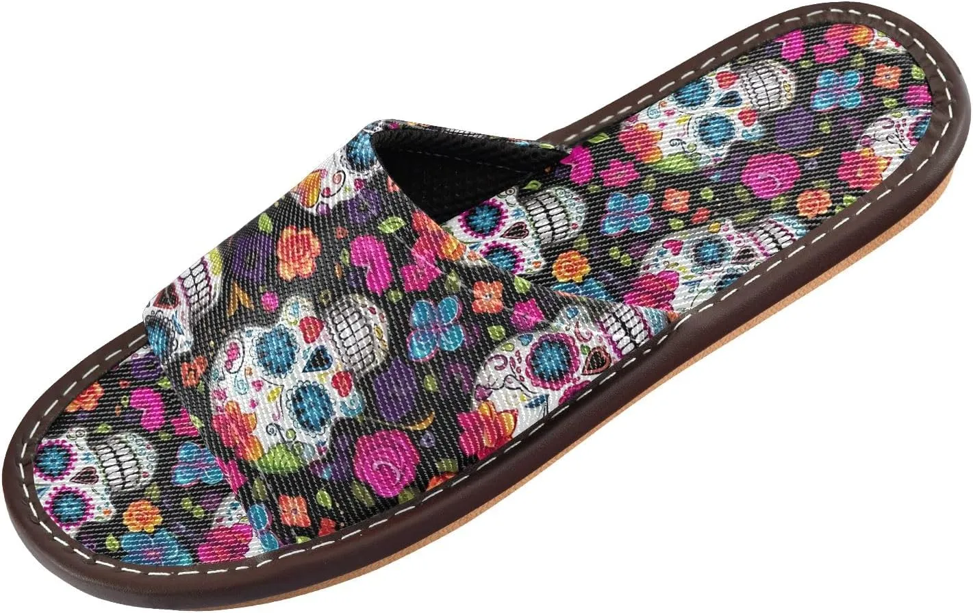 CHIFIGNO Comfy and Durable Open-toe House Shoes for Women's with Non-slip Sole Size 4-5