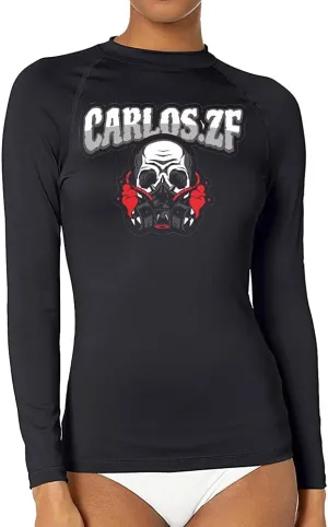 CHOO Women's Pirate Skull Uv-Protected Sports Fitted Shirt Skin Tee for Fishing, Large
