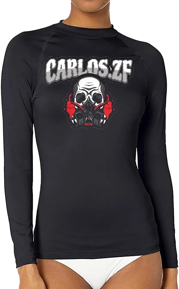 CHOO Women's Pirate Skull Uv-Protected Sports Fitted Shirt Skin Tee for Fishing, Large