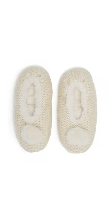 Chunky Flat Knit Slipper - Ivory