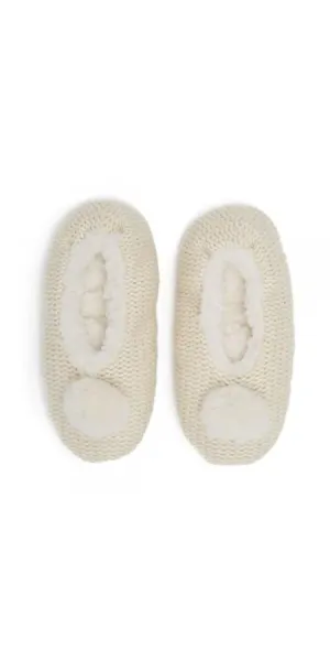 Chunky Flat Knit Slipper - Ivory