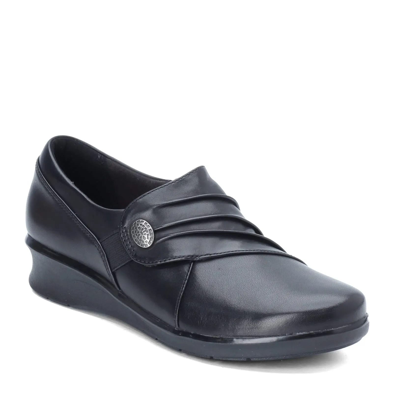 Clarks Women's Hope Roxanne Loafer, Black Leather, 6 W US