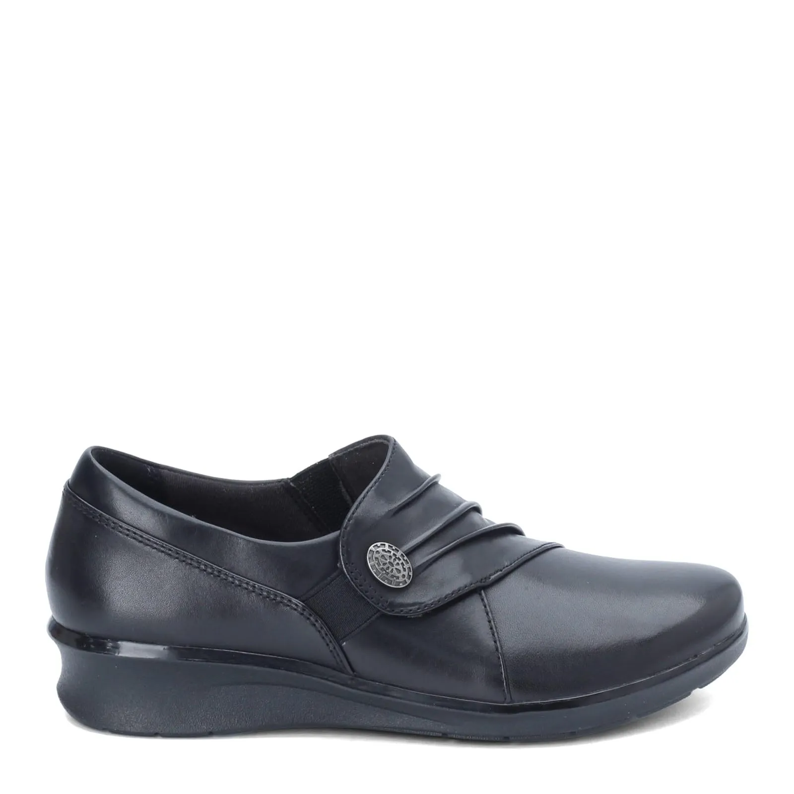 Clarks Women's Hope Roxanne Loafer, Black Leather, 6 W US