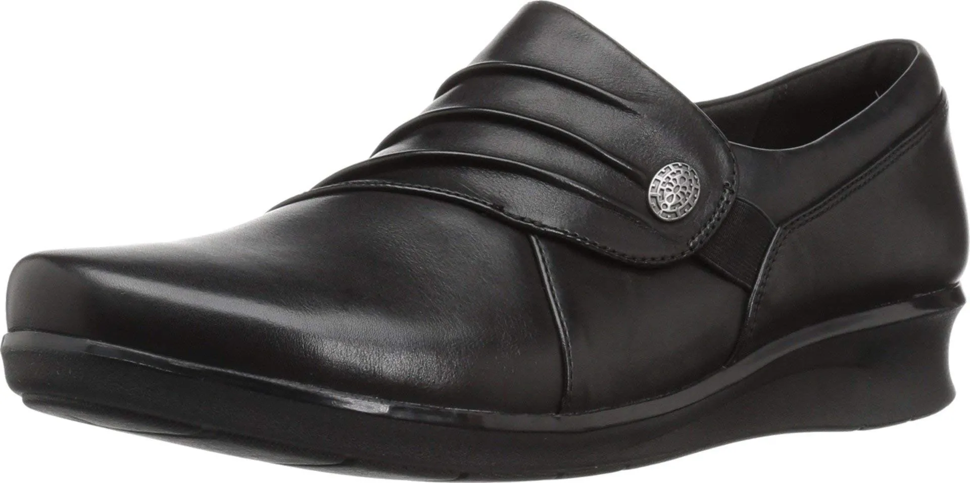 Clarks Women's Hope Roxanne Loafer, Black Leather, 6 W US