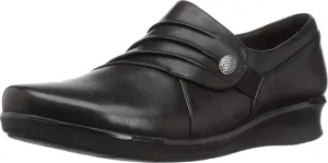 Clarks Women's Hope Roxanne Loafer, Black Leather, 6 W US