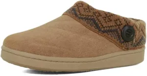Clarks Womens Slipper Suede Leather Knitted Collar Clog Slippers - Plush Faux Fur Lining