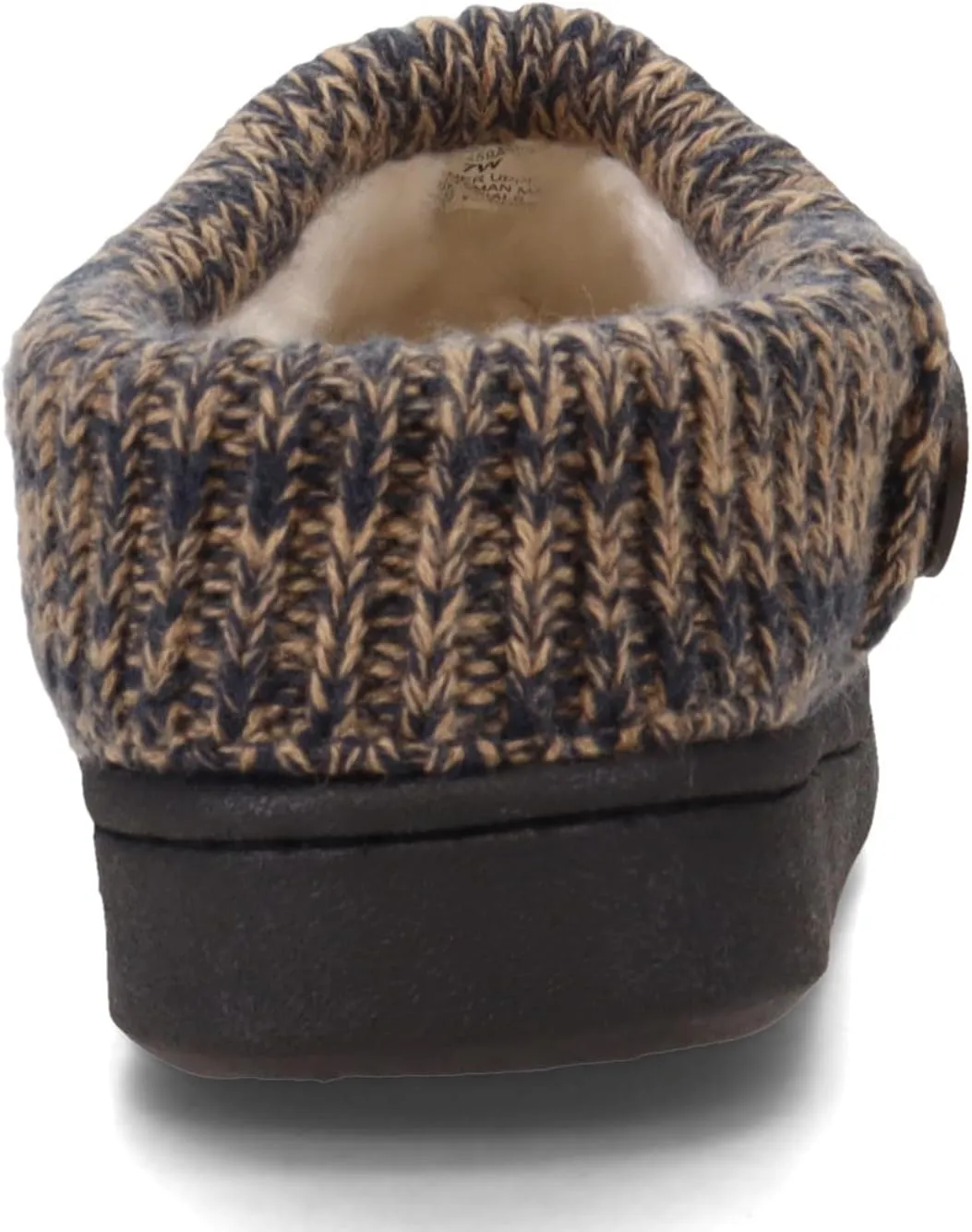 Clarks Womens Slipper Suede Leather Knitted Collar Clog Slippers - Plush Faux Fur Lining