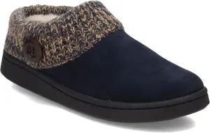 Clarks Womens Slipper Suede Leather Knitted Collar Clog Slippers - Plush Faux Fur Lining