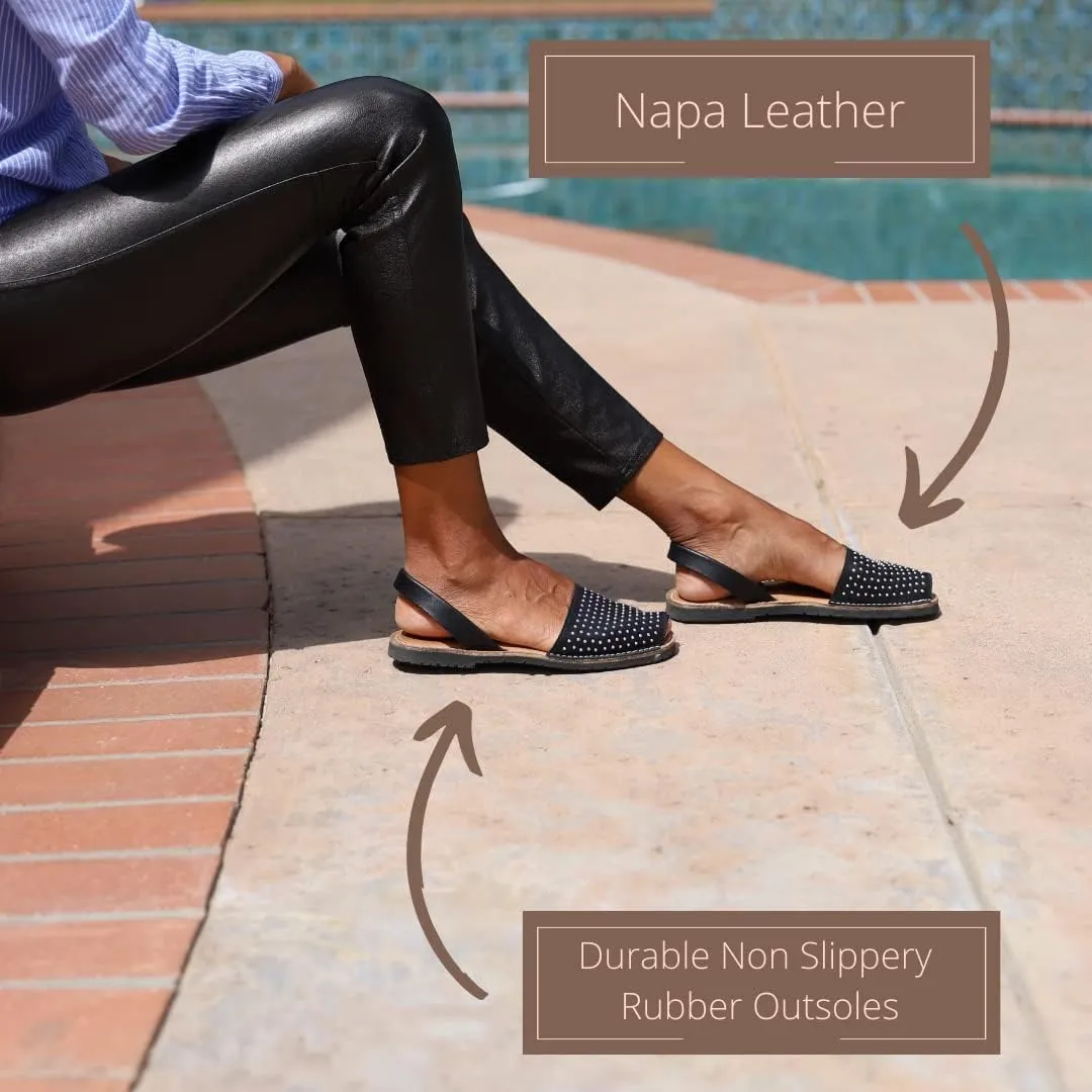 Classic Flat Sandals for Women – Dressy Soft Leather Peep Toe Women’s Flat Sandals, Casual Slip on Flats