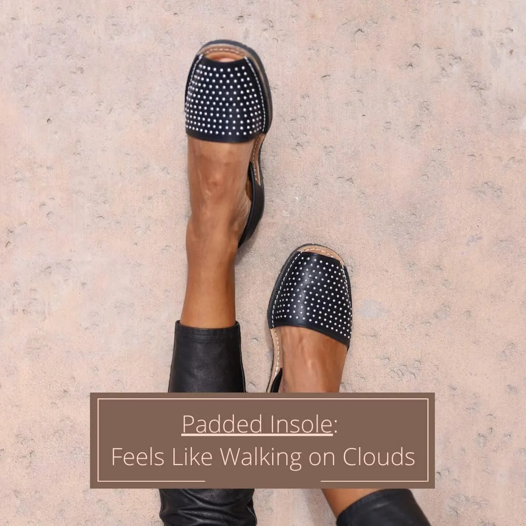 Classic Flat Sandals for Women – Dressy Soft Leather Peep Toe Women’s Flat Sandals, Casual Slip on Flats