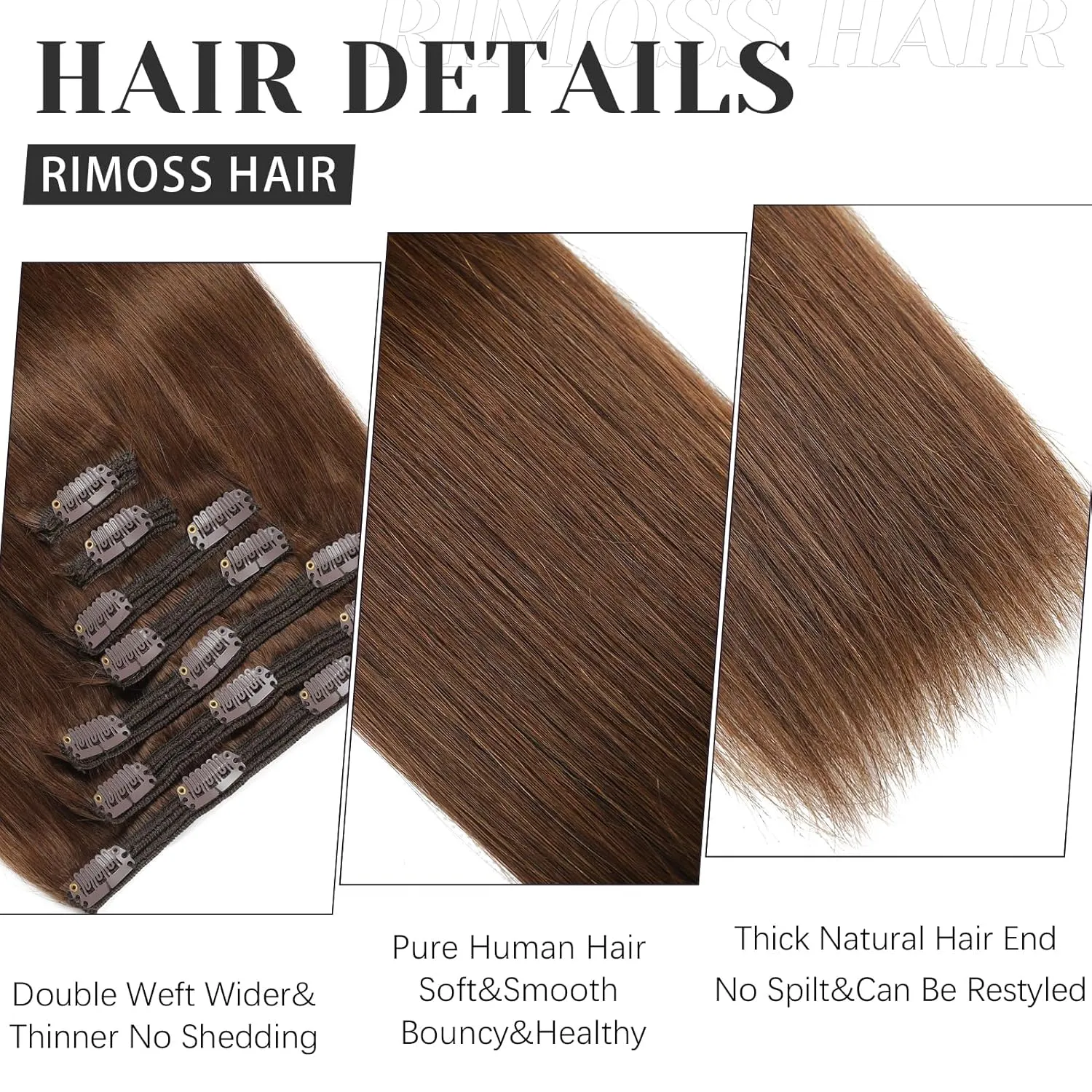 Clip in Hair Extensions Real Human Hair - 150g 18 Inch 7pcs, Chocolate Brown Color - Premium Soft Remy Hair Extensions Real Human Hair Clip ins Straight for Women (#4 18 Inch)