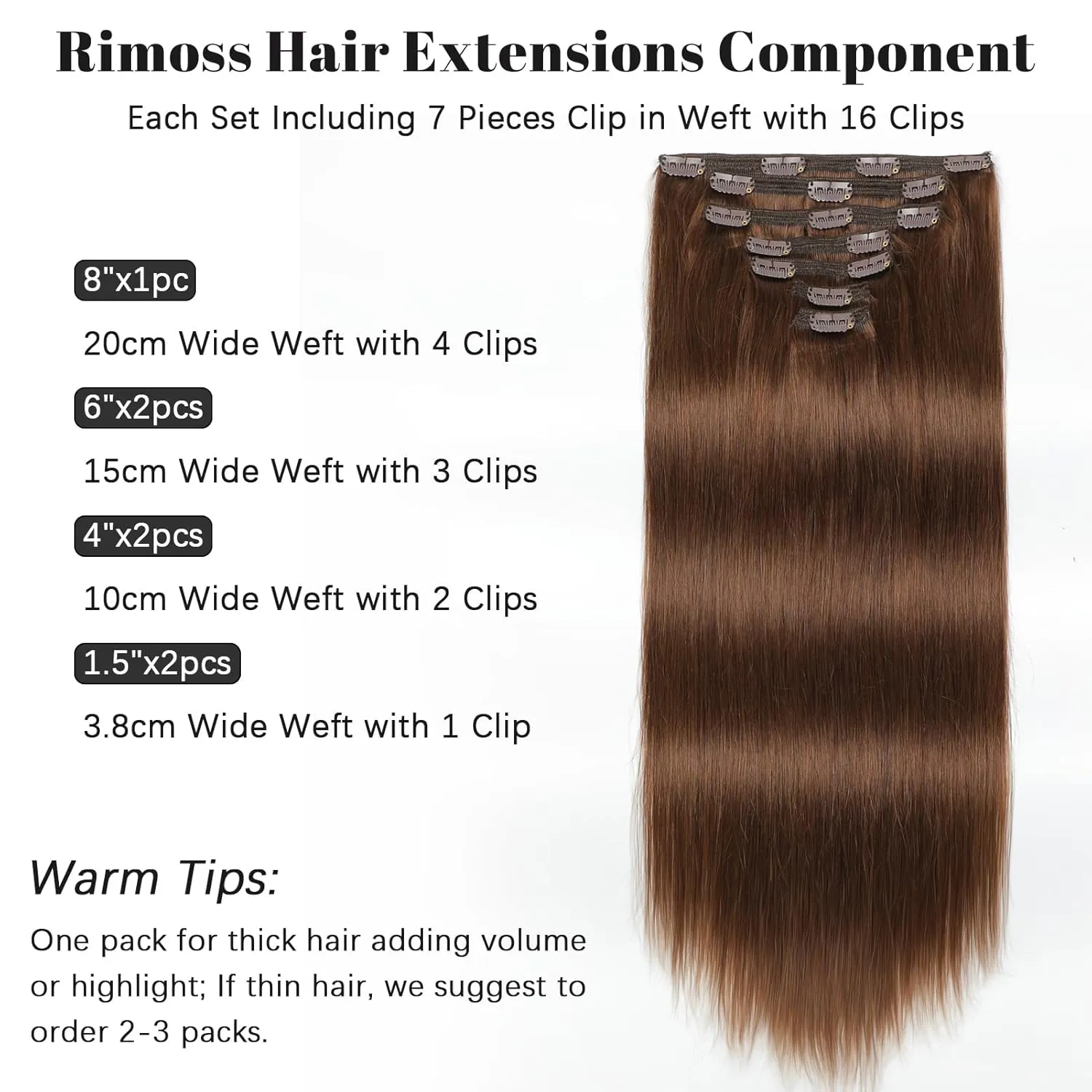 Clip in Hair Extensions Real Human Hair - 150g 18 Inch 7pcs, Chocolate Brown Color - Premium Soft Remy Hair Extensions Real Human Hair Clip ins Straight for Women (#4 18 Inch)