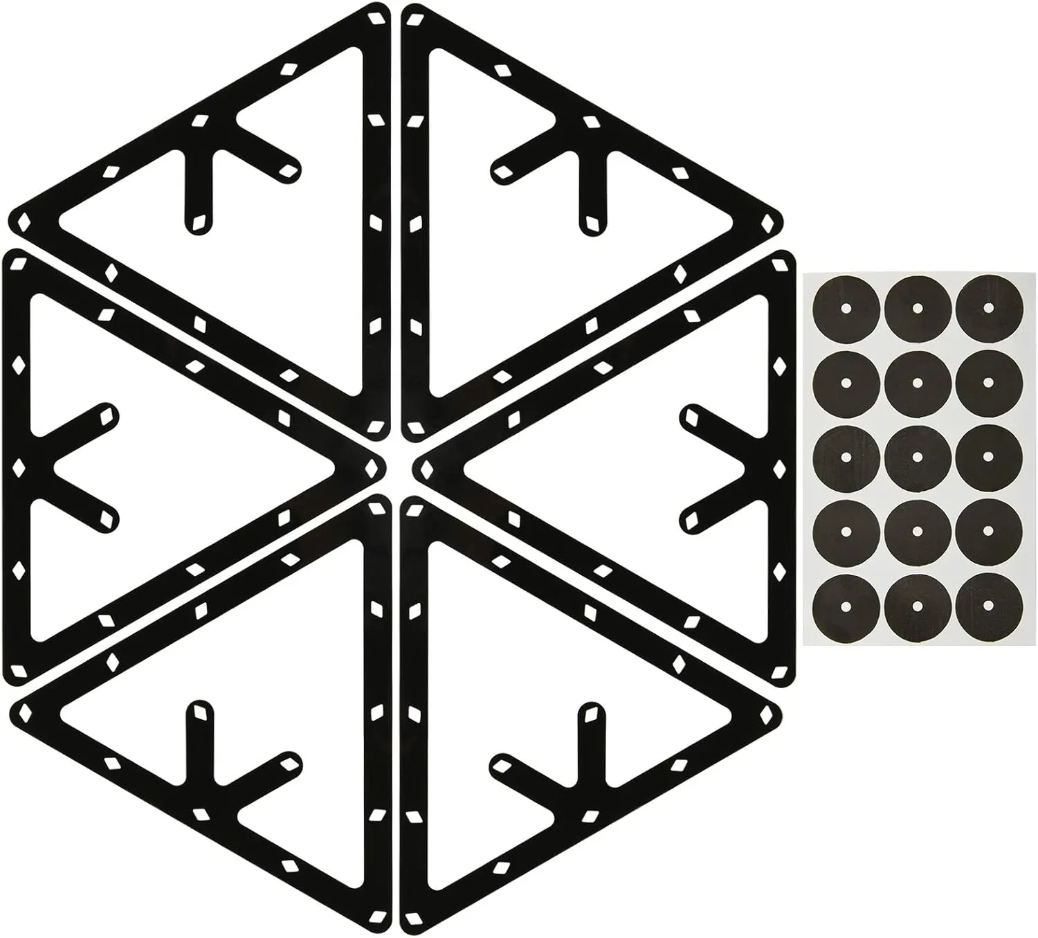 CM Pack of 6 Sheets Magic Ball Rack Pro Triangle Billiards Ball Rack with Pool Table Marker Dots for Rack 8, 9, and 10 Ball Combo Pack and Snooker