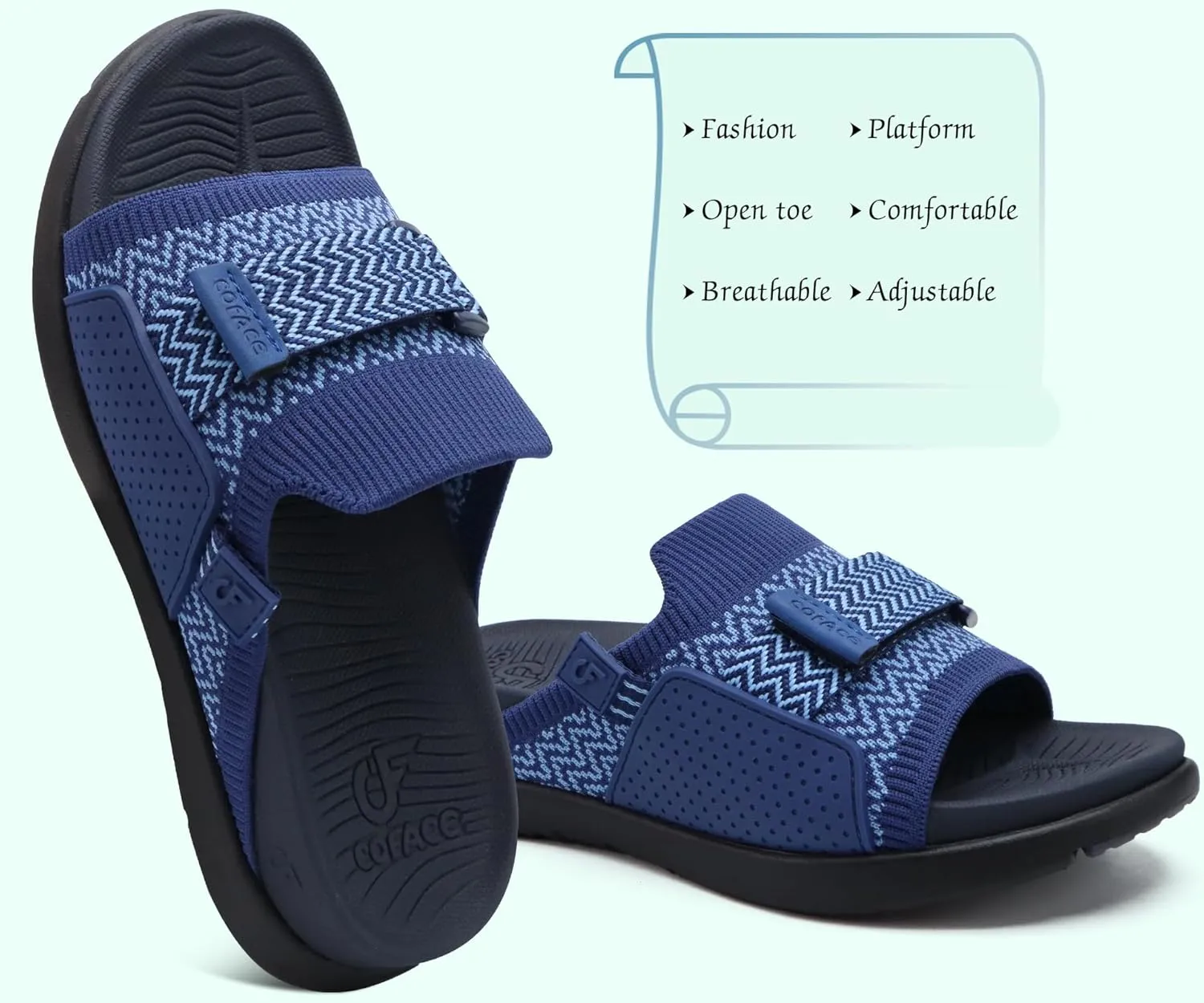 COFACE Women’s Orthotic Sandals Comfortable Plantar Fasciitis Arch Support Sandal Slippers Ladies Fashion Fabric Kint Slides Sandals with Lightweight Athletic Soft Cushion Footbed (US Size 5-11)