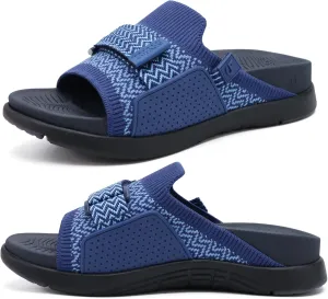 COFACE Women’s Orthotic Sandals Comfortable Plantar Fasciitis Arch Support Sandal Slippers Ladies Fashion Fabric Kint Slides Sandals with Lightweight Athletic Soft Cushion Footbed (US Size 5-11)