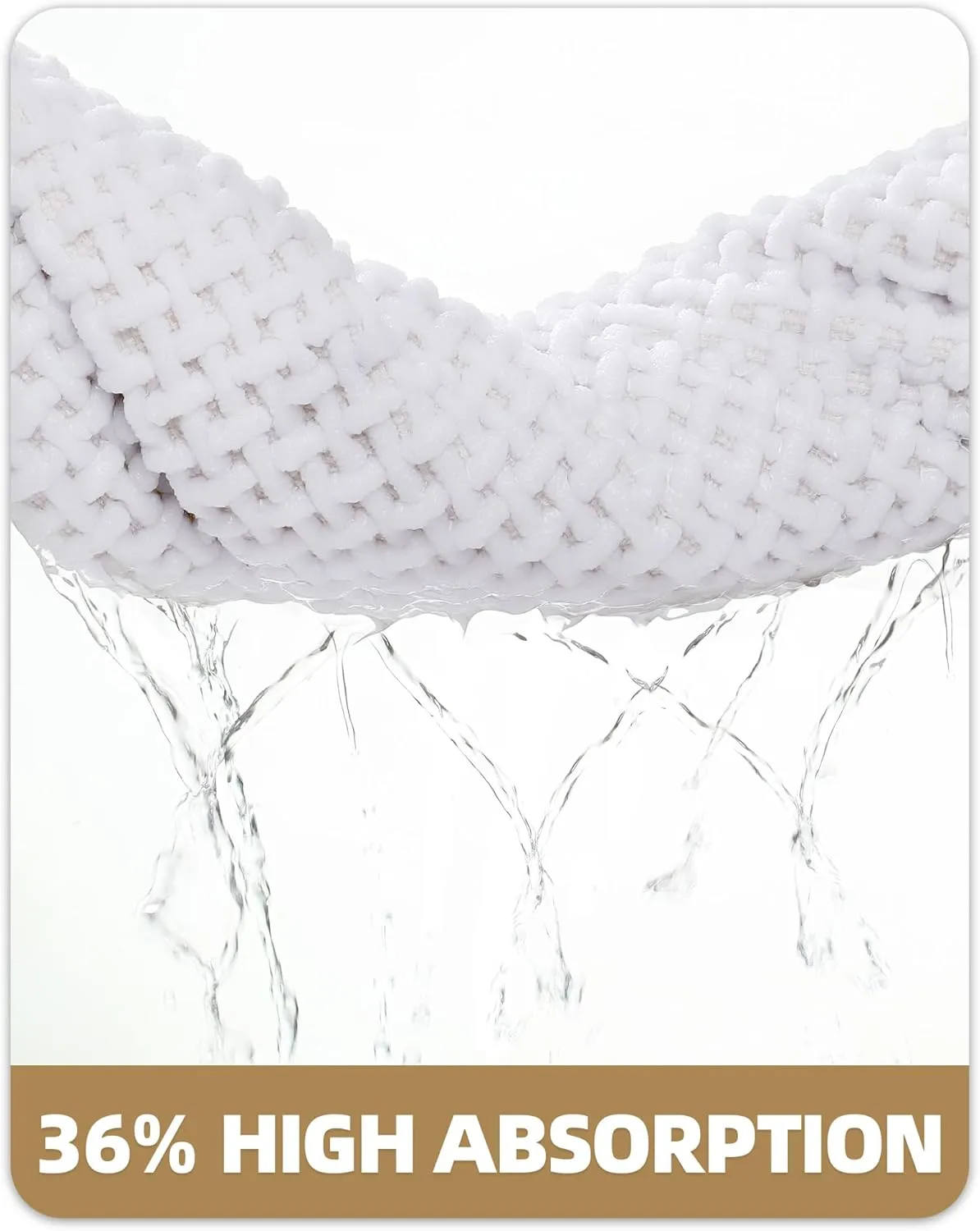 Color&Geometry Chenille Rubber Backed White Bathroom Runner- Non Slip, Absorbent, Quick Dry, Washable- 17"x47" Long Bathroom Rugs Bath Runner