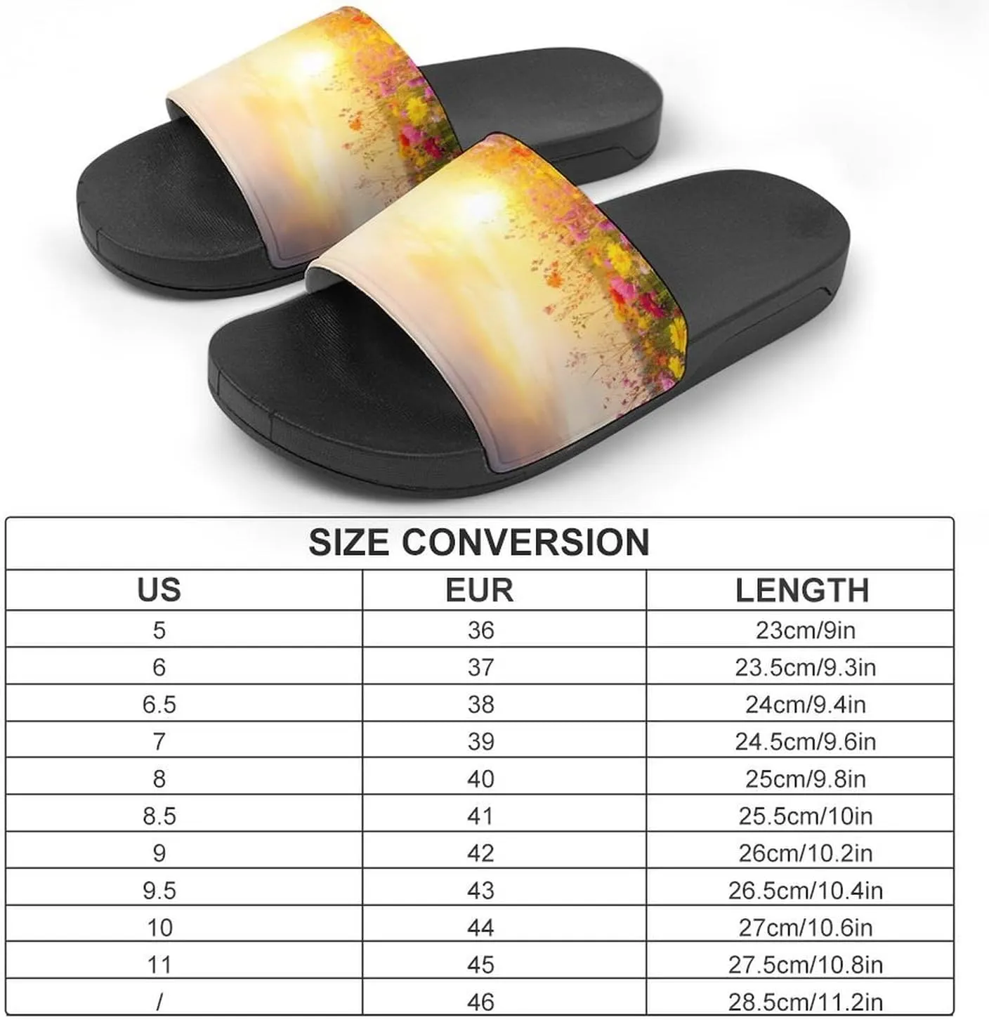 Colorful Flower Field Sunset Slippers Indoor Outdoor Unisex House Slipper Shower Slippers Non-Slip Open Toe Shoes