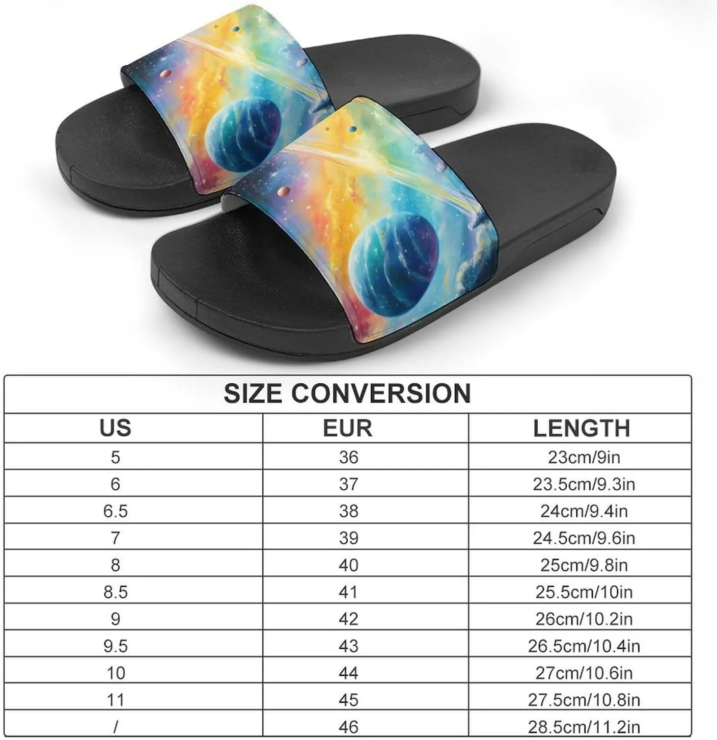 Colorful Galaxy with Planets Slippers Indoor Outdoor Unisex House Slipper Shower Slippers Non-Slip Open Toe Shoes