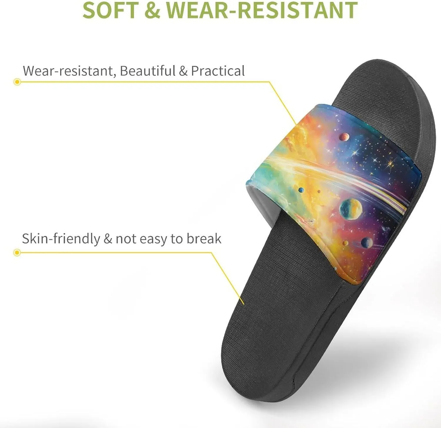 Colorful Galaxy with Planets Slippers Indoor Outdoor Unisex House Slipper Shower Slippers Non-Slip Open Toe Shoes
