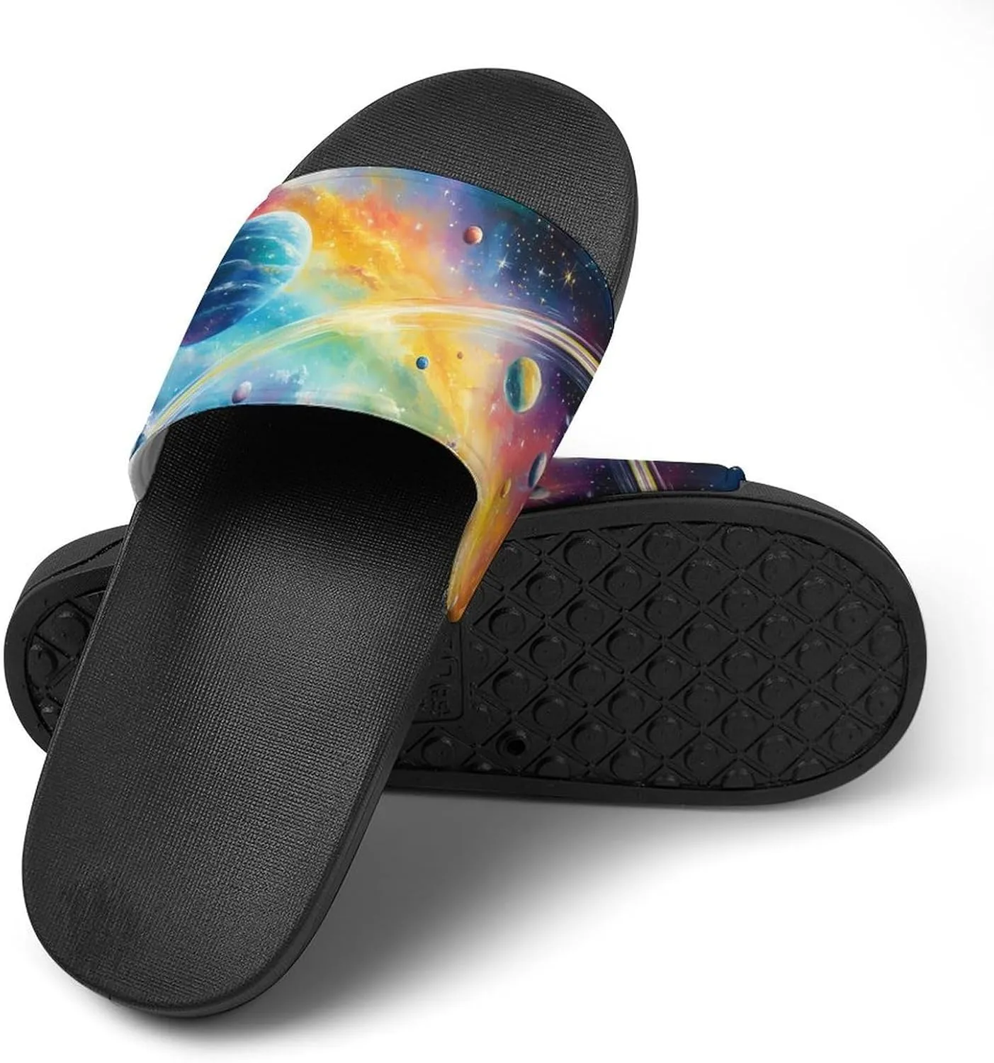 Colorful Galaxy with Planets Slippers Indoor Outdoor Unisex House Slipper Shower Slippers Non-Slip Open Toe Shoes