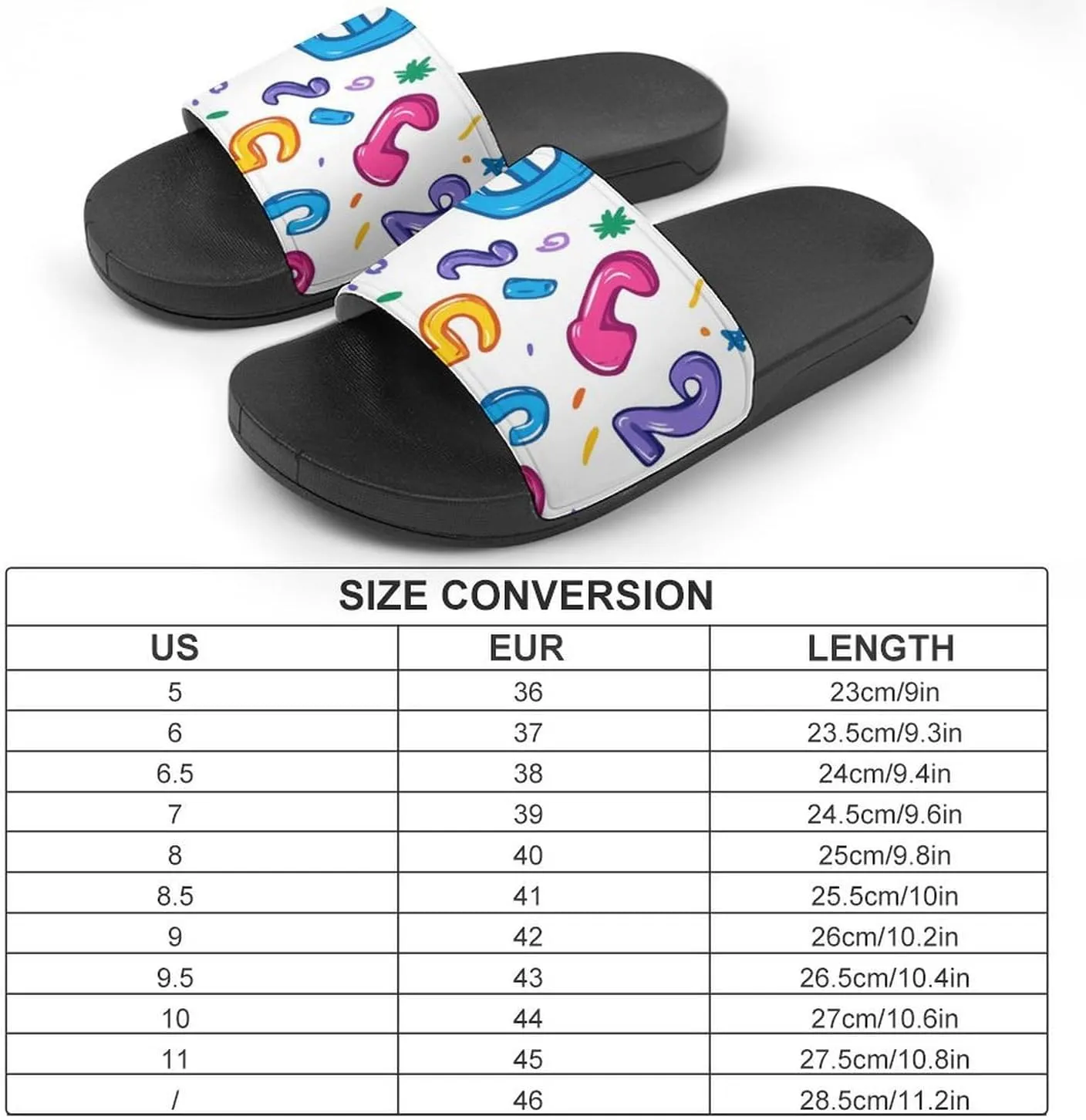 Colorful Math Numbers Graffiti Slippers Indoor Outdoor Unisex House Slipper Shower Slippers Non-Slip Open Toe Shoes