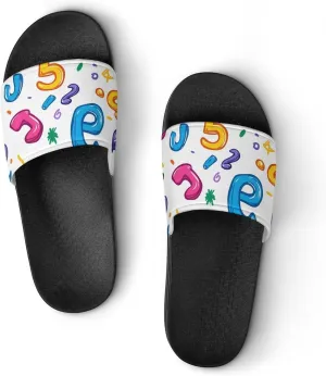 Colorful Math Numbers Graffiti Slippers Indoor Outdoor Unisex House Slipper Shower Slippers Non-Slip Open Toe Shoes