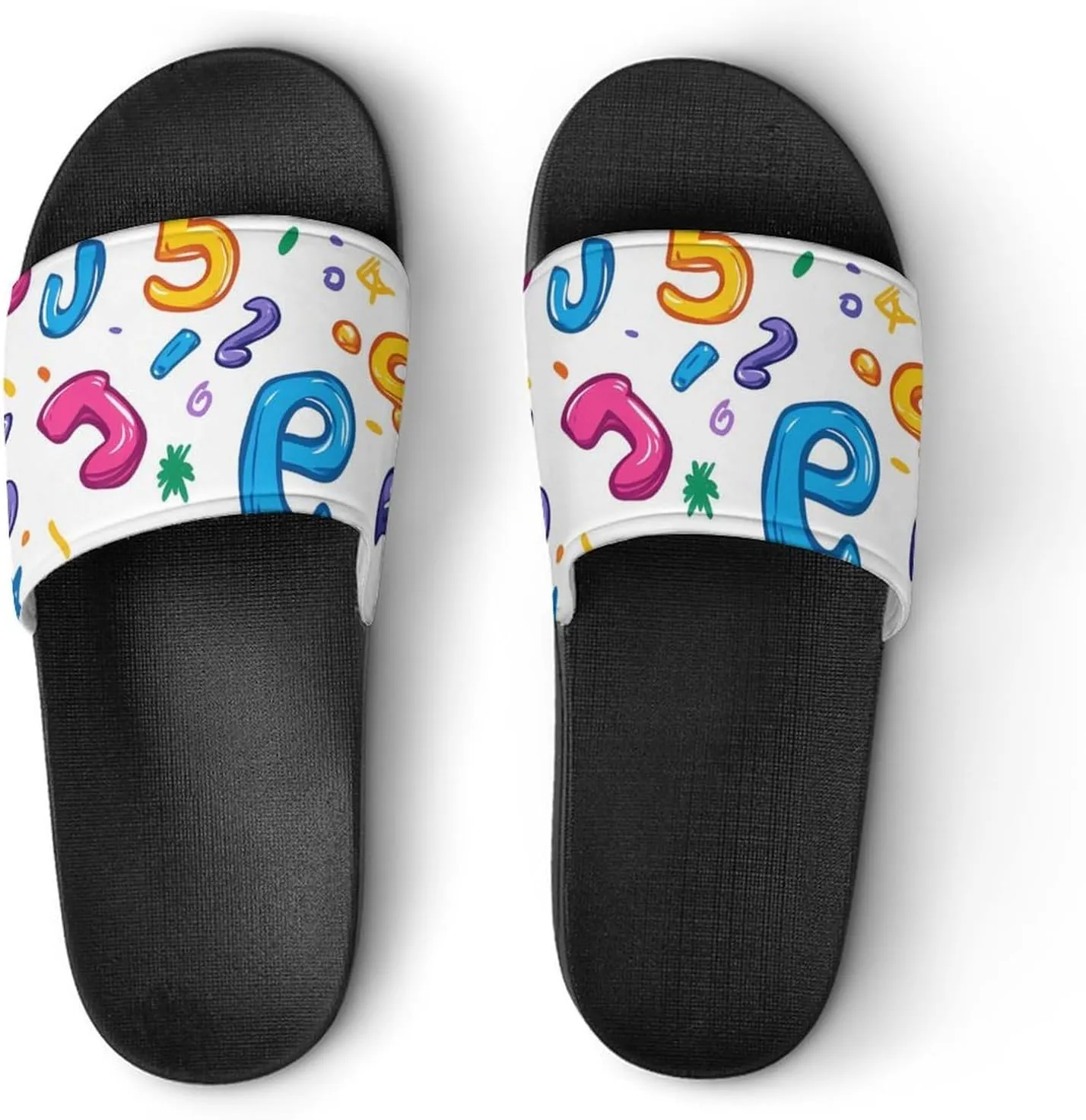 Colorful Math Numbers Graffiti Slippers Indoor Outdoor Unisex House Slipper Shower Slippers Non-Slip Open Toe Shoes