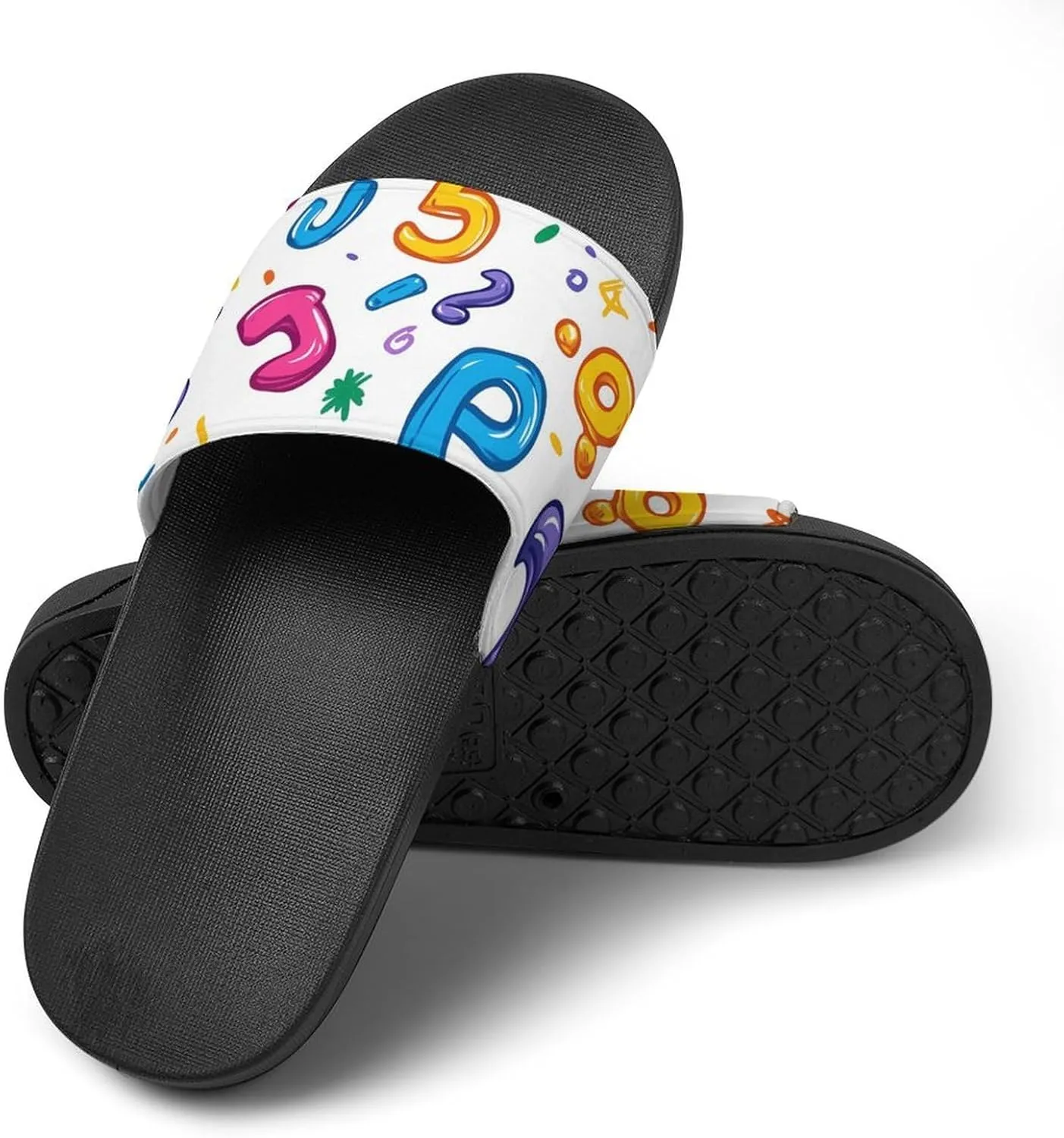 Colorful Math Numbers Graffiti Slippers Indoor Outdoor Unisex House Slipper Shower Slippers Non-Slip Open Toe Shoes
