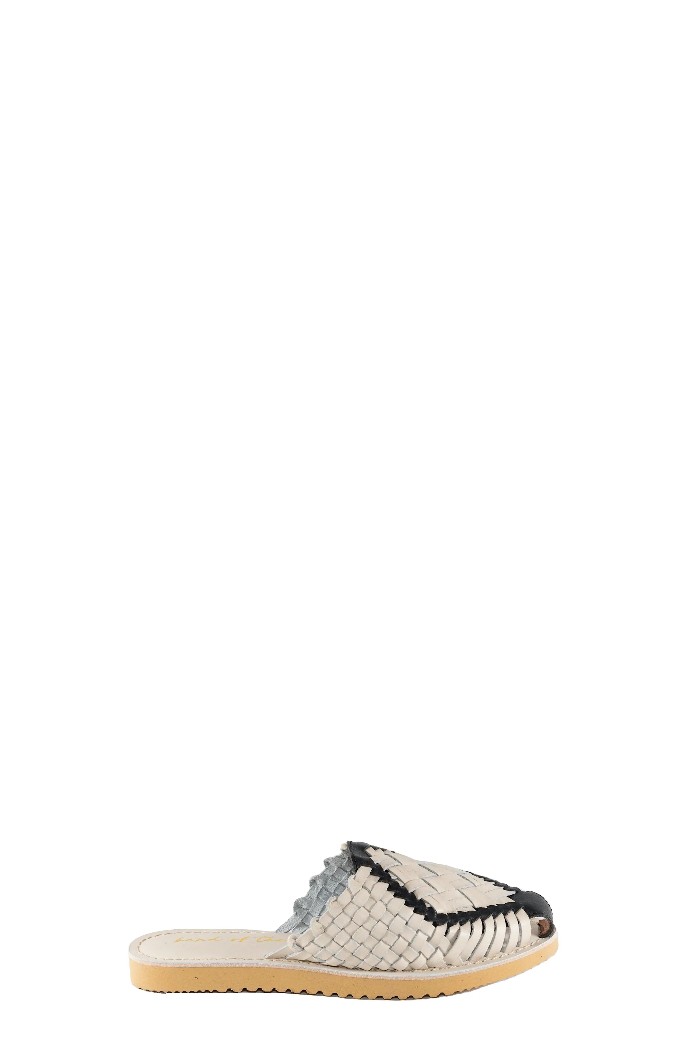 Comet Bone and Black Woven Leather Mule