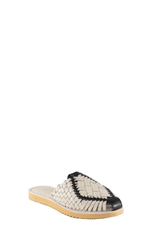 Comet Bone and Black Woven Leather Mule