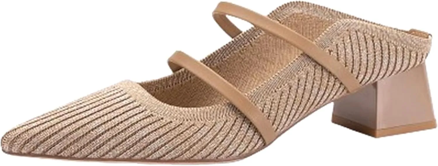 Commute Pointed Toe Solid Color Heeled Mules