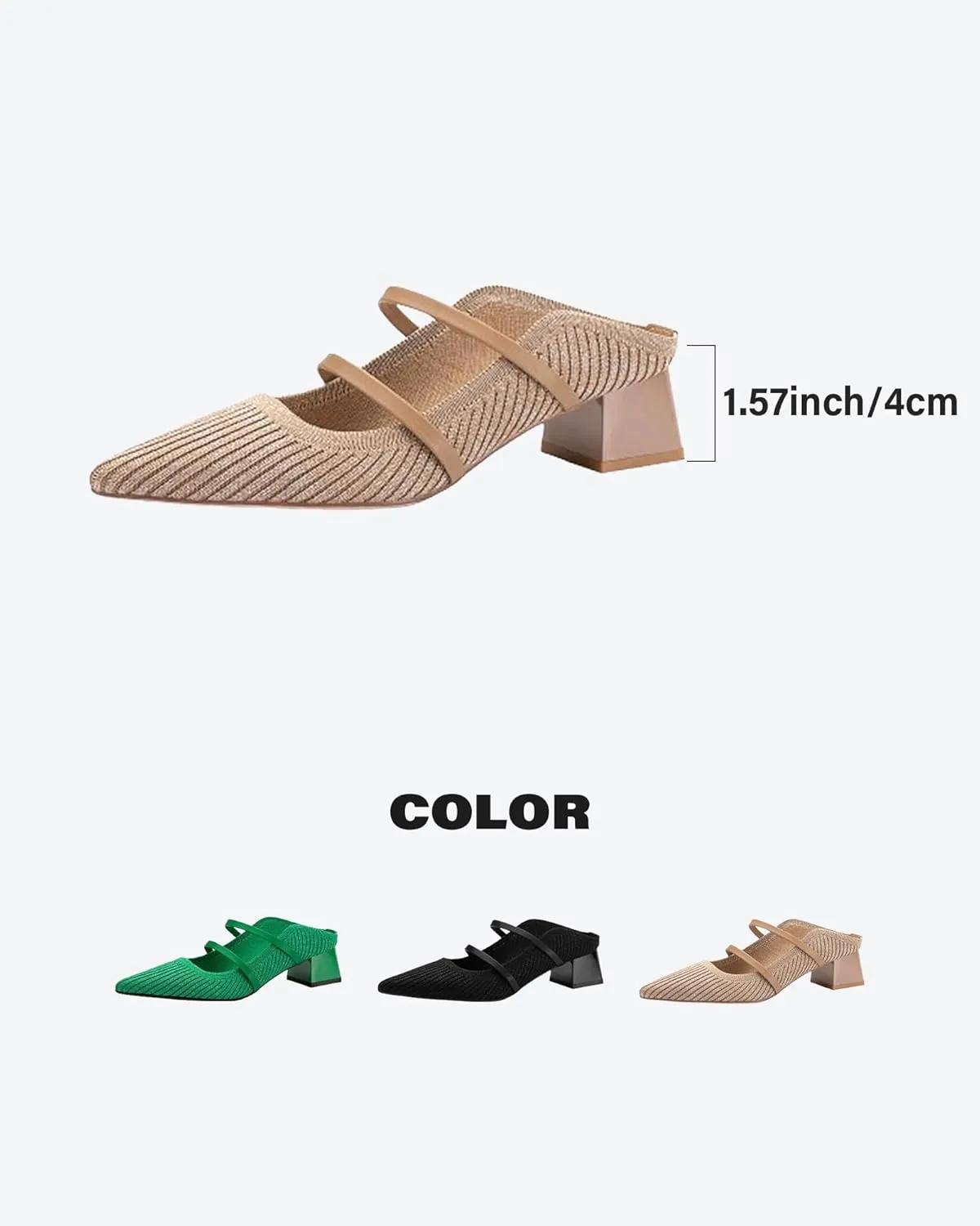 Commute Pointed Toe Solid Color Heeled Mules