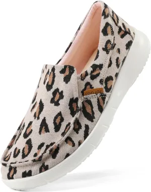 COOJOY Women's Casual Lightweight Stretch Boat Canvas Slip on Shoes Breathable