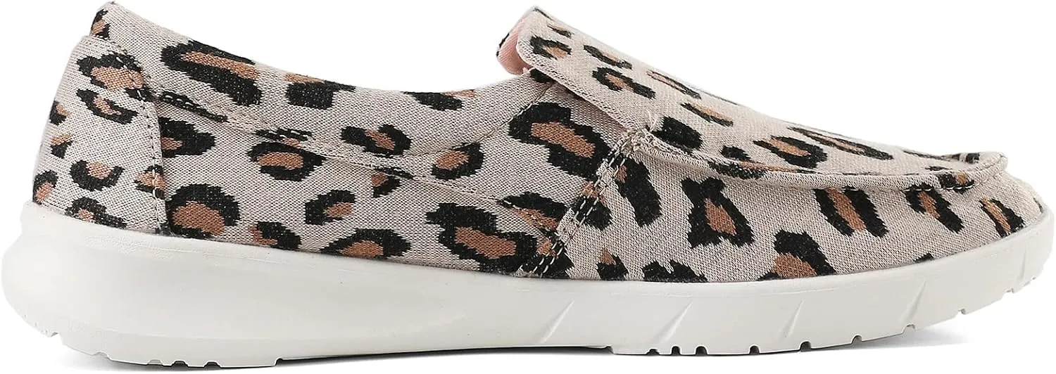 COOJOY Women's Casual Lightweight Stretch Boat Canvas Slip on Shoes Breathable
