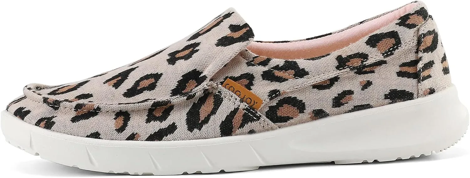 COOJOY Women's Casual Lightweight Stretch Boat Canvas Slip on Shoes Breathable